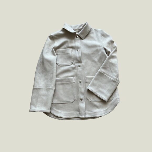 H&M Beige Faux Suede Shirt Jacket - Picture 2 of 4